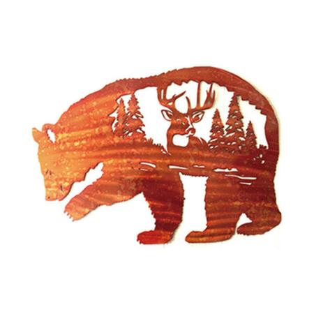 PETERSON ARTWARES Bear and Stag Metal Wall Art, Rust PH1702